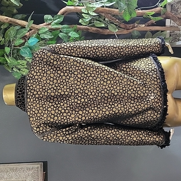 VintageYak Magik Gold & Black Elegant Reversible Open Blazer Jacket Size L - Picture 12 of 13